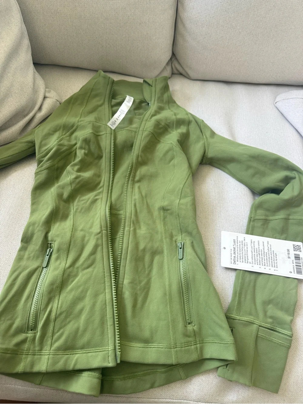 lululemon athletica Olive Green Zip-Up Jacket